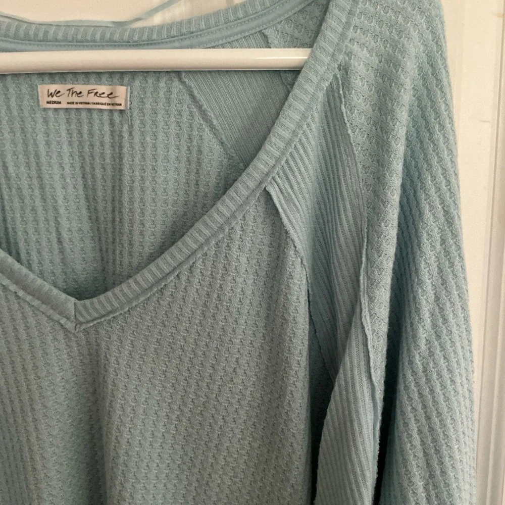 We the Free People Santa Clara thermal top sz medium Touch of Sky